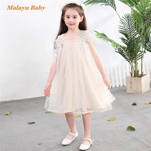 Malayu Baby Fashion Girl Princess Dress Summer New Lace Sleeveless Cute Girl Party Dresses 3-10 Years Old Childrens Clothing
