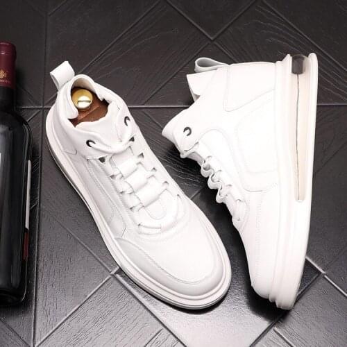 2020 New Luxury Brand Men Fashion High Tops Sneakers Spring Autumn Casual High Shoes Men Leather Boots Microfiber Cowboy Boots