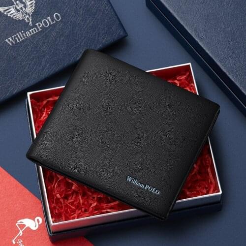 WILLIAMPOLO Top Grain Leather Wallet Smal Bifold Wallet For Men Slim Billfold with 7 Card Slots Comes in a Gift Box PL201511