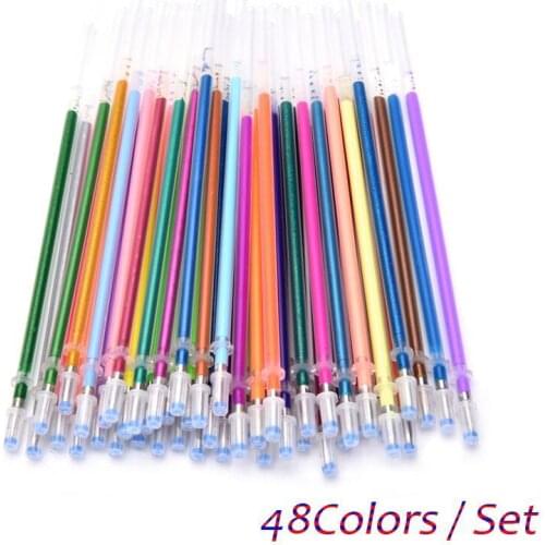 12, 24, 36, 48 Colors A Set Flash Ballpoint Gel Pen Highlighters Refill Color Full Shinning Refills Painting Ball Point Pen