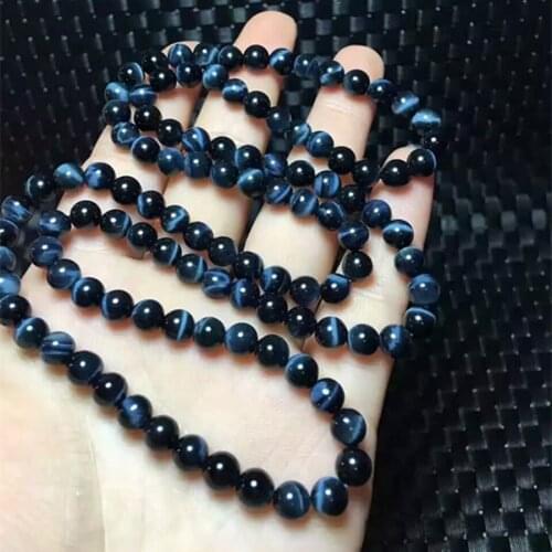 Natural Hawk Eye Blue Tigers Eye Gemstone 6mm Round Beads Bracelets 108 Prayer Beads Necklace Crystal Stretch For AAAAA