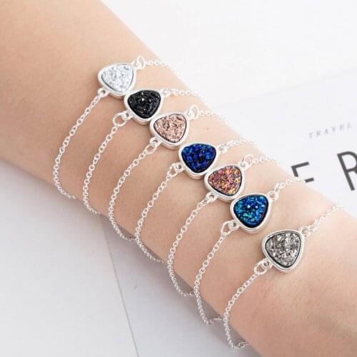 ZWPON 2020 New Girls Geometric Triangle Drusy Druzy Bracelets for Women Christmas Jewelry Wholesale