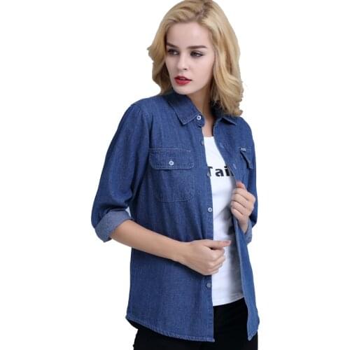 Add new joker loose coats Big plus Size S-4XL Cowboy Pure cotton blue men European women Long Sleeve lovers Denim shirts X-long