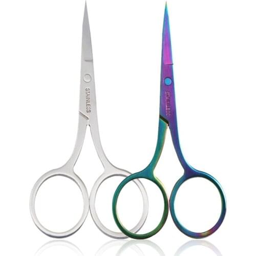 1Pcs Chameleon Curved Head Eyebrow Scissor Makeup Trimmer Facial Hair Remover Manicure Scissor Nail Cuticle Tool
