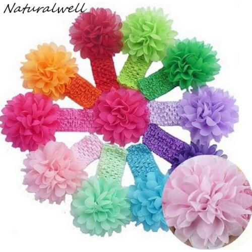 Naturalwell Baby Girl Headbands Big Flower Headband Lace Chiffon Bow Headband Kids Headband Photo Prop Accessories 10pcs HB246