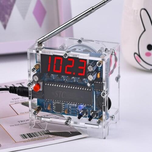 Radio Production DIY Kit TEA5767 Digital Broadcasting Kit 51 Single Chip Microcomputer Parts Speaker & Case FM Digital Radio