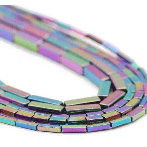 Multicoloured Rectangle Cuboid Square Hematite Natural Stone Spacer Loose Beads For Jewelry Making DIY Bracelet Pendant 4/6/9MM