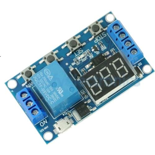5V Micro USB Time Delay Relay Module 4 Button 3 Digit Digital Tube LED Digital Time Delay Relay Trigger Timer Control Switch