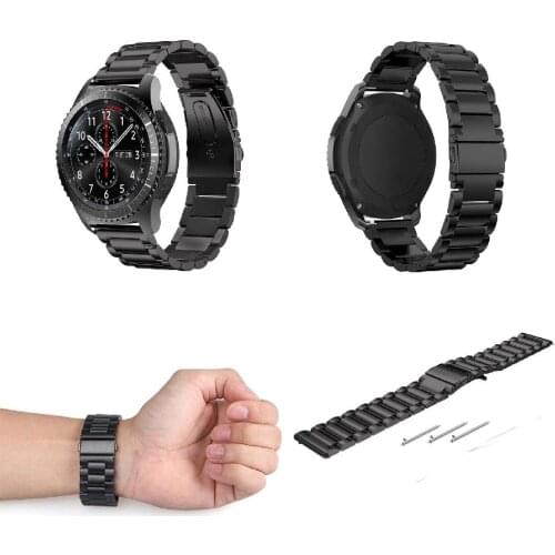 22mm Stainless Steel Watch Band Strap for Samsung Gear S3 Frontier / Gear S3 Classic Smart Watch Link Bracelet Black