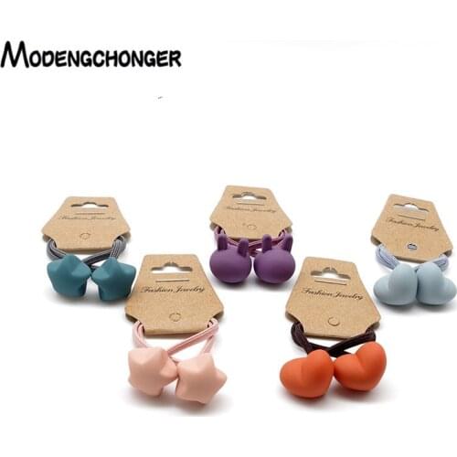 2PCS Cute Cartoon Grinding Beads Princess Headwear Kids Elastic Hair Bands Children Hair Ropes Girls Hair tie Hair Accessories