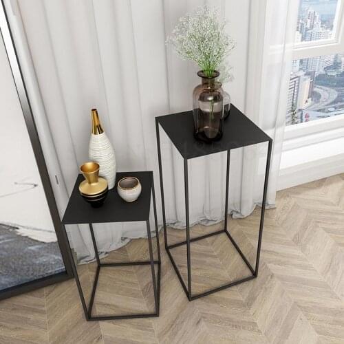 Nordic Iron Art Side Table Modern Minimalist Corner Table Living Room Small Square Sofa Side Cabinet Rack Display Cabinet