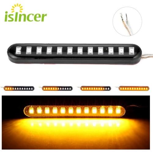Universal 12 LED Motorcycle Turn Signal Lights Sequential Mini Flowing Strips Motorcycle Car LED Flasher Lights Yellow Lamp