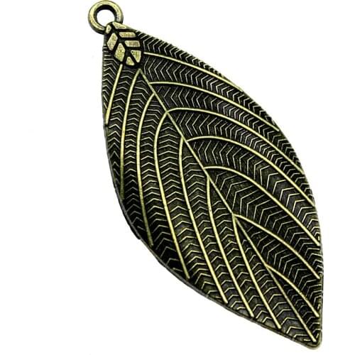 WYSIWYG 3pcs Charms Leaves 50x22mm Antique Bronze Pendant Leaves Charms For Jewelry Making Jewelry Findings