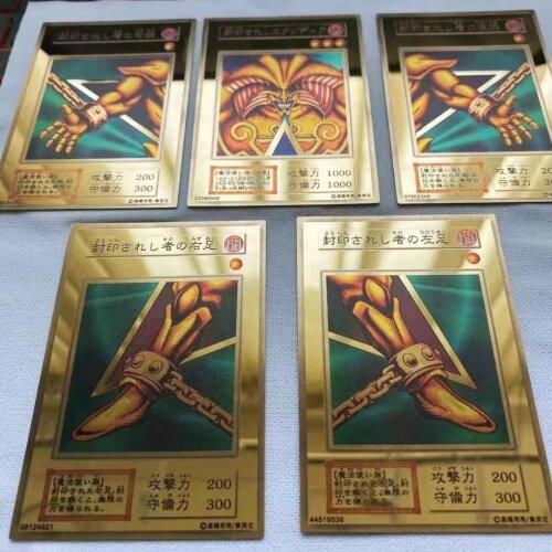 Yu-Gi-Oh DIY Exodia the Forbidden One Set of five Stainless Steel Gold-Plated Mirror Metal Card (Not original)