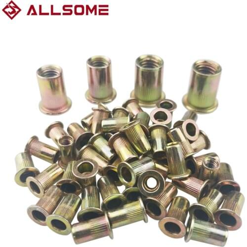ALLSOME 300Pcs Rivet Nut Metric Aluminum Alloy Nuts Insert Riveting M3 M4 M5 M6 M8 M10 M12 Flat Head Nut Sets Kit