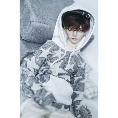 G10-220 1/4 1/3 Uncle SSDF POPO68 SD 10 BJD MSD doll baby clothes White star hollow hooded sweater 1pcs