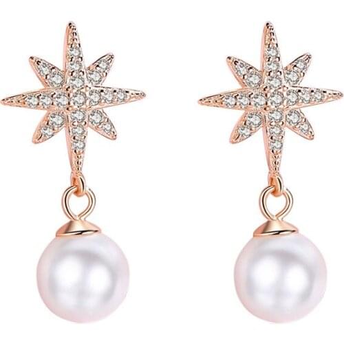 S925 Sterling Silver Drop Earrings for Women Gift Starfish Pearl Earring Jewelry Real 925 Silver Earring Female kolczyki damskie