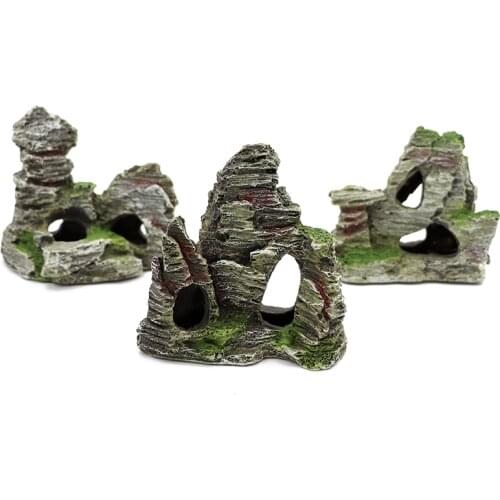 1PC Fish Tank Decoration Rockery Aquarium Decoration Moss Tree House Resin Cave Fish Tank Ornament Decor Landscap Decorative