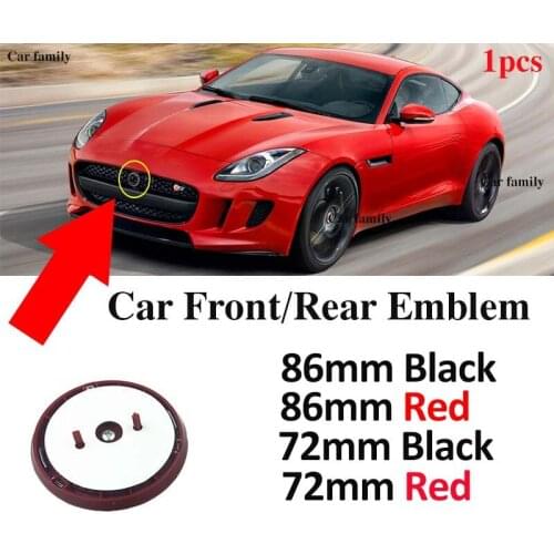 1pcs/set Red/Black 86MM 72MM Car Decoration Car Front Hood Front Badge Car Rear Trunk Emblem for XF XJ XJS XK S-TYPE X-TYPE