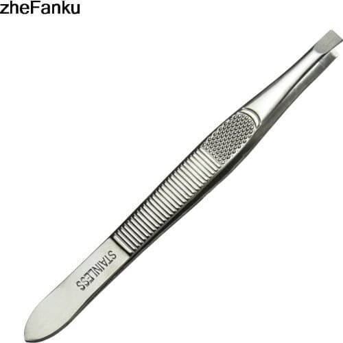 1PC Stainless Steel Eyebrow Tweezer Slanted Tip Eye Brow Facial Hair Puller Clips Hair Removal Makeup Beauty Tool 9cm