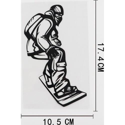 10.5CMX17.4CM Snowboard Extreme Winter Sports Vinyl Car Sticker Black/Silver 8A-0290