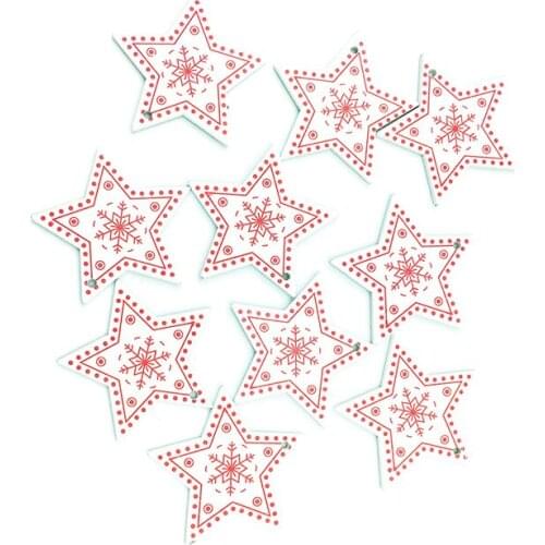 10PCS White Star Christmas Wooden Ornaments Unfinished Wood Slices Hanging for Festivals DIY Crafts Decoration
