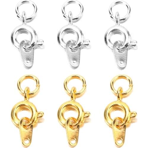20pcs 6mm Copper Round Lobster Clasps Hooks Open Jump Rings Rhodium Metal End Hooks Connectors Clasps Diy Necklace Accessories