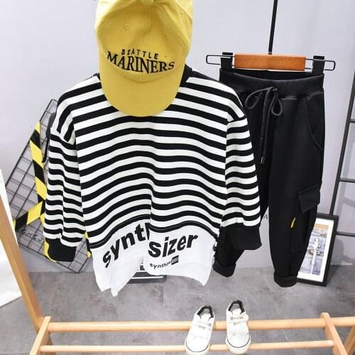 2020 New Baby Boys long Sleeve Sets Toddler Girls Stripes Tops and pants Spring Infant Children Cotton Clothing Set 2-7years