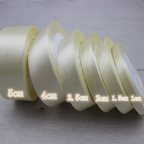 25 Yards/roll) 1-5cm Beige Single Face Satin Ribbon Party Decoration Gift Wrapping Christmas Ribbons Sewing