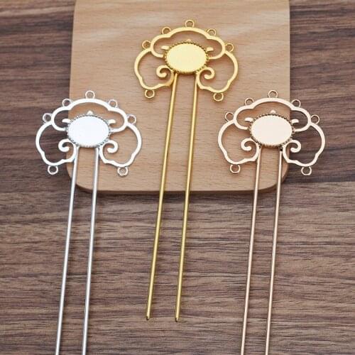 5 Pieces Metal Copper Chinese Hair Forks Bun Hairpins Jewelry Settings Diy Hair Accessories For Women