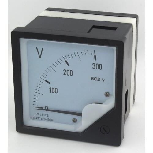6C2-V pointer DC voltmeter analog volt meter 80mm x 80mm size 50V 100V 150V 250V 300V 450V 500V