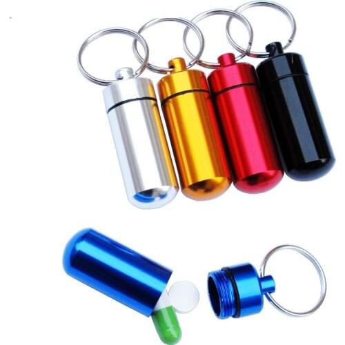 Aluminum waterproof medicine bottle outdoor box portable storage sealed hiking gear pocket keychain tool container