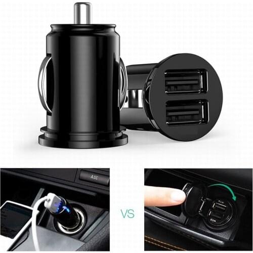 Mini USB Car Charger Dual Ports Adapter For iPhone x 7 XR XS 8 Huawei p20 lite Samsung Galaxy S8 S9 Chargeur USB Lader Autolader