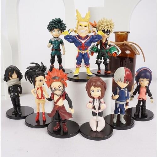 Anime My Hero Academia All Might Izuku Ochaco Uraraka PVC Figure Toys Cute Model Dolls 6pcs/set