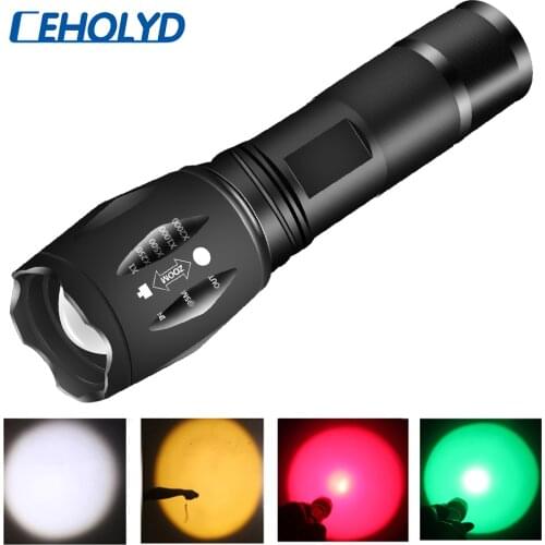 Linterna Flashlight Torch Uv Hard Light Battery For Cycling 4000 Lumens White Yellow Green Red Shock Resistant Colors Led Bulbs