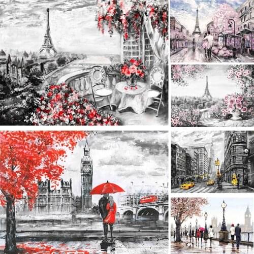France Tower Diamond Painting Abstract Street Scenery 5D DIY Paintings Decoration Cross Stitch Home Decor Embroidery Mosaic
