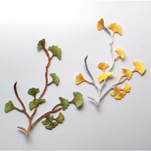 Ironing ginkgo embroidered Patches for Clothing sew on Embroidery backpack Clothing Applique iron on parches Decoration Badge