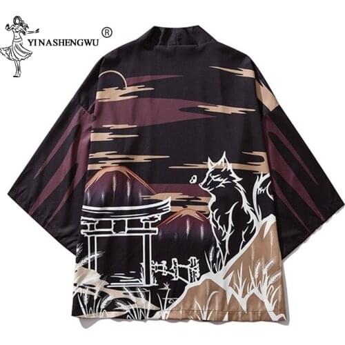 Kimono Cosplay Costumes TraditionalUnisex Japanese Kimono Cardigan Printed Yukata Women Men Casual Shirt Kimonos Femme Asian