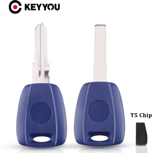 KEYYOU Transponder Key Shell Fit For Fiat Bravo Punto Ducato Daily Scudo Fob With T5 Chip SIP22/GT15R