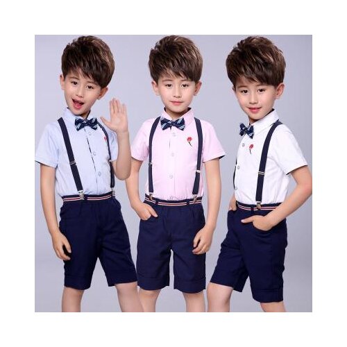 2020 Summer Boys Overalls Pants Set Childrens Day Children Boys Performance Costume Kids Gentleman Sets Boys Wedding Costume