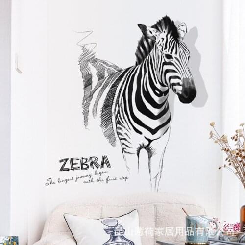 Creative 3D Zebra Wall Sticker for Living Room Bedroom Decorations Porch Study Background Wall Decor Art Stickers Home Big Horse