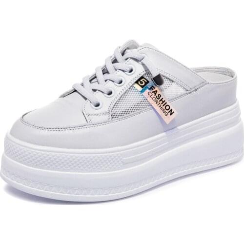 Genuine Leather Women Sneakers 2021 Fashion Thick Bottom Platform Casual Shoes For Woman White Designer Shoes Zapatos Mujer New