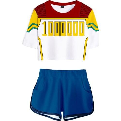 2021 Manga My Hero Academia Shoto Todoroki Hot Sale Two Piece Set Short Sleeve T-Shirt + Shorts Women Men Casual Clothes