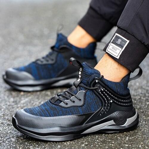 Mens Safety Shoes Impact Proof and Stab Proof Breathable Comfortable Light Soft Anti-smashing Work Construction Boots