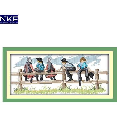 NKF The five little friends needle craft counted stamped Christmas cross stitch kits for home decoration