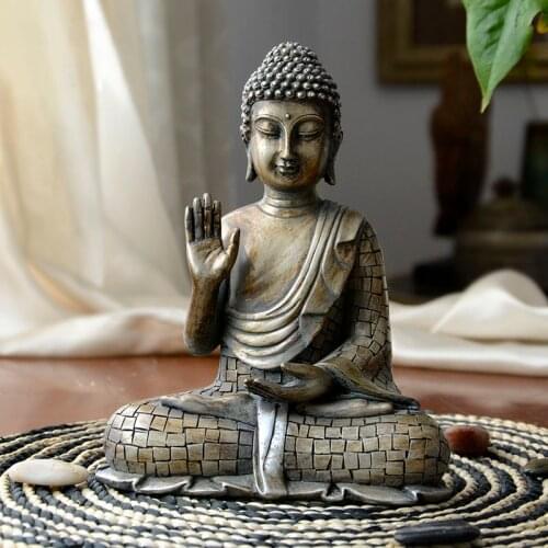 Desktop Buddha Ornament Tathagata Buddha Home Hallway Decorations Zen Furnishings Creative Thailand Buddha Head Crafts