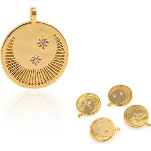 New Fashion Personality Pendant Set Zircon Moon Star Girl Temperament All Match Round Tag Gift Givings