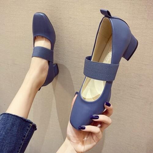 New 2021 Style Europe Retro Women Midi Heel Mary Janes Elegant Pu Chaussure Femme Slip ON Pumps Office Lady Shoes Big Size 42