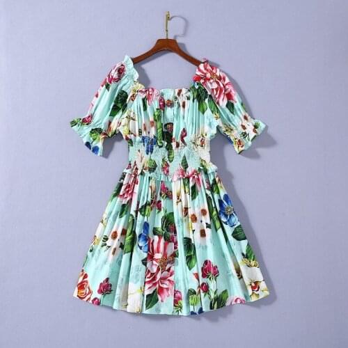 2021 Spring Free Shipping Dress Above Knee Green Crew Neck Short Sleeve Empire Wo