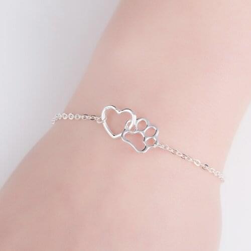 Gift For Her-Cute Cat Paw Print Braclet Silver Gold Color Charm Bracelets Couples Women Kids Loved Fashion Jewelry Lucky Gift